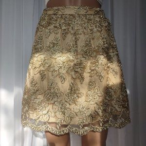 B. Darlin Gold Lace mini skirt with scallop hem size 3/4